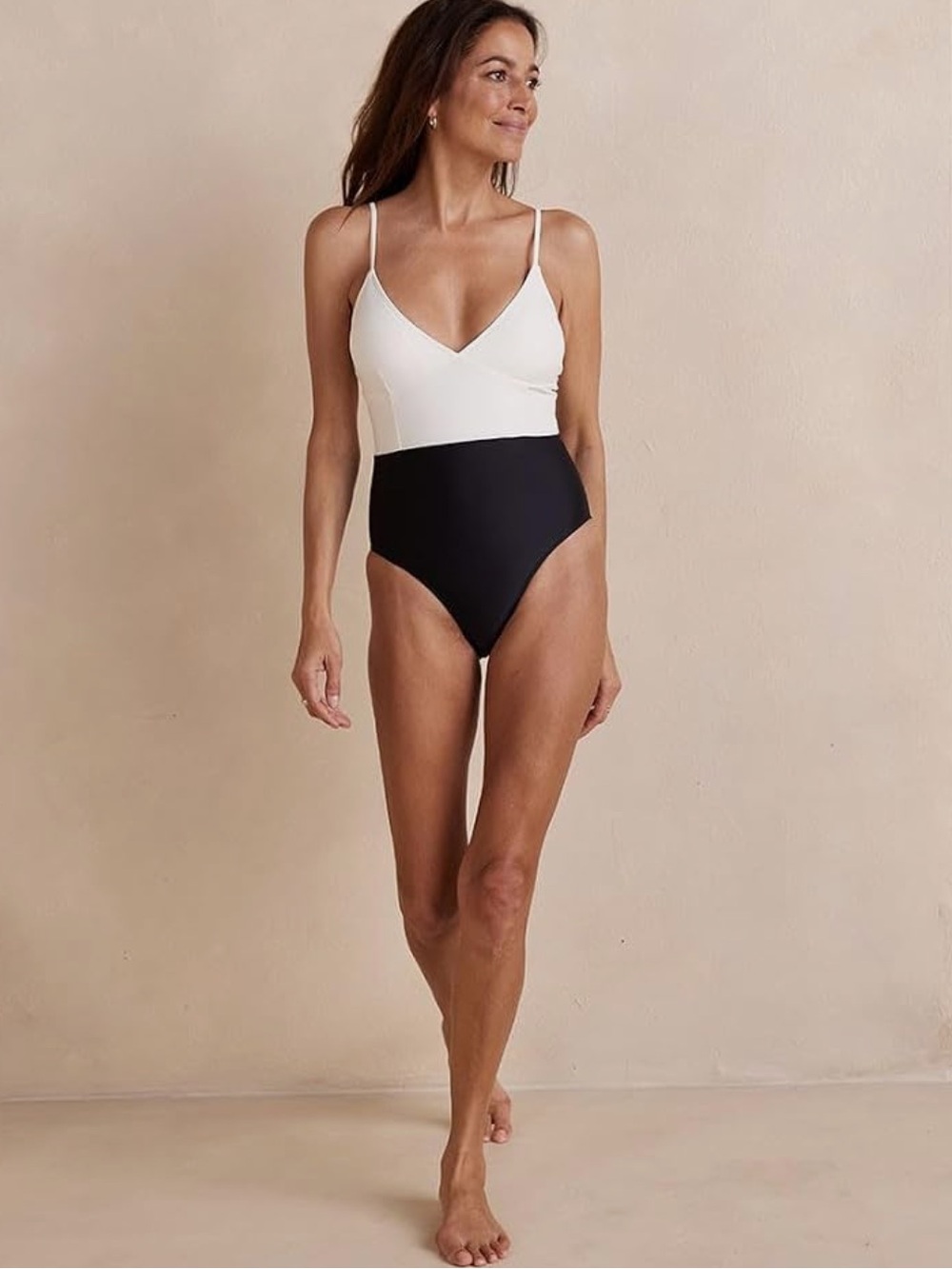 SUMMERSALT Wave One Piece Swimsuit Black & Cream Sz 4 NWT Resortwear Chic Beach